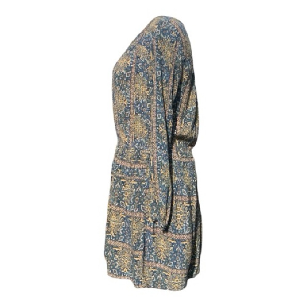 Sonoma Blue Gold Long Sleeve Mini Dress Abstract Print Lightweight Size Large - Picture 2 of 13